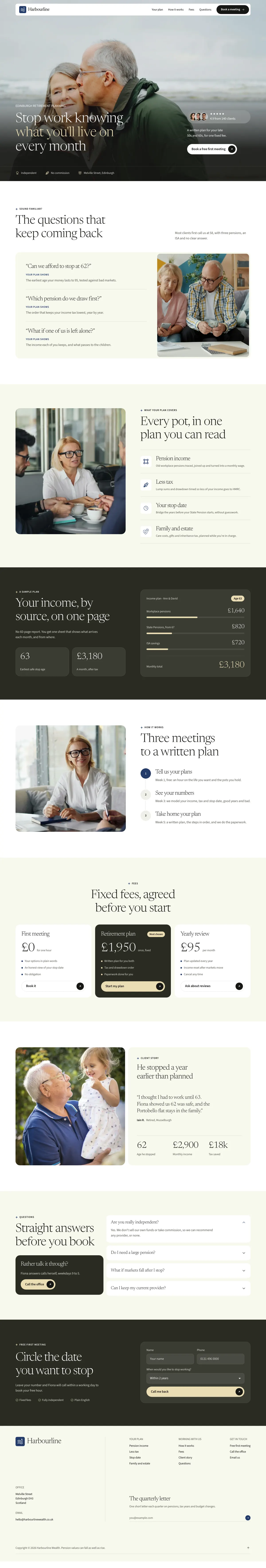 Harbourline homepage, made with Covra