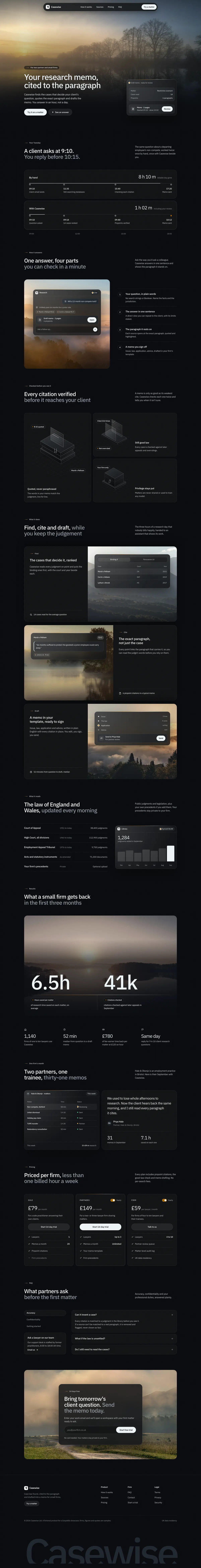Casewise homepage, made with Ombra