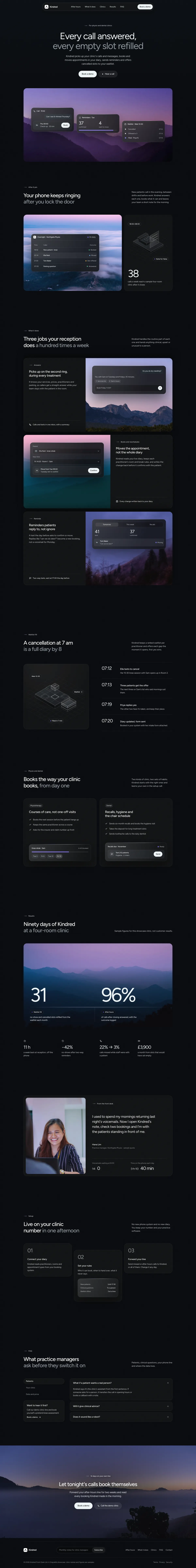 Kindred Front Desk homepage, made with Ombra