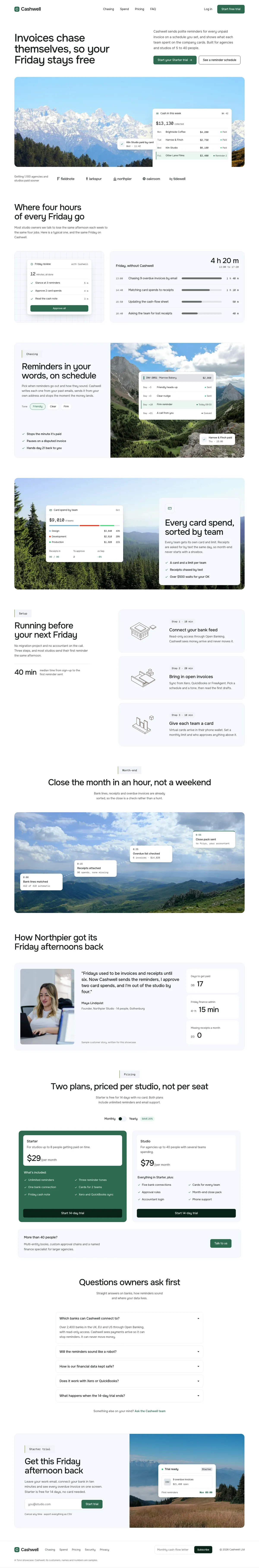 Cashwell homepage, made with Torvi